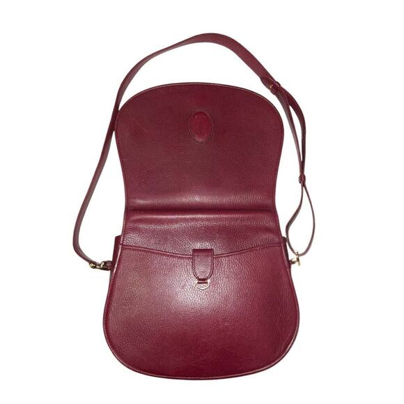 Cartier Vintage Must De Cartier Burgundy Saddle Crossbody Bag W/Dust bag - Picture 4 of 16